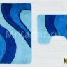 Комплект ковриков для ванной и туалета Линия синий фото 2
